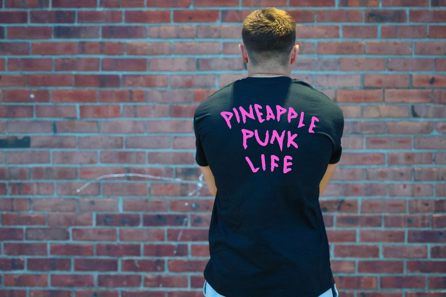 Pink Lettering Pineapple Shirt